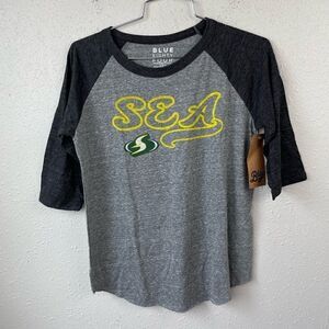 NWT Custom Print Blue 84 Seattle Sonics Throw Back T-Shirt Size Large or Small
